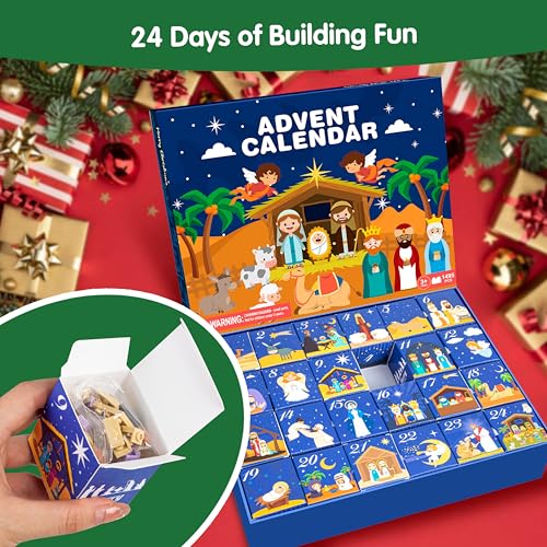 Nativity Scene Building Block Advent Calendar - 24-Day Christmas Countdown Set