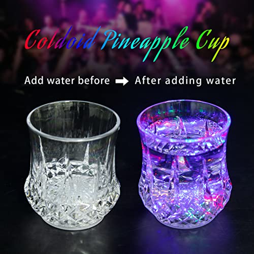 ENUOLI 2 Pack Flash Light Up Cups - Liquid Activated Multicolor LED Glasses for Parties & Events - Shot Cups Included