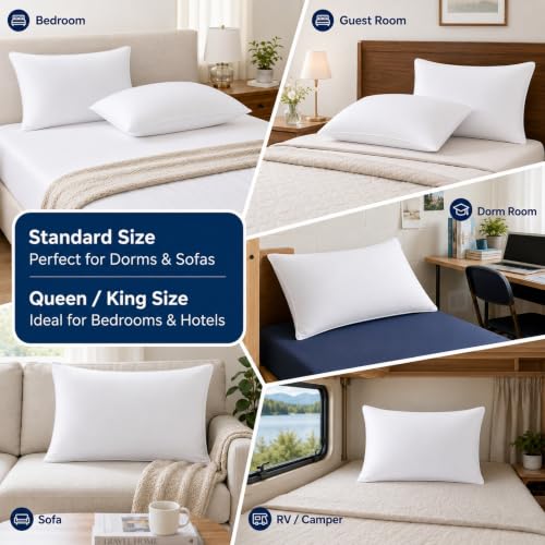 CozyLux Queen Bed Pillows Set of 2 - Soft Down Alternative Sleeping Pillows