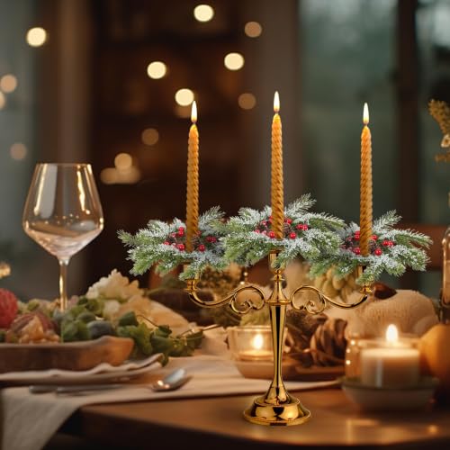 YLOLUL 6-Piece Christmas Taper Candle Ring Set 1.38