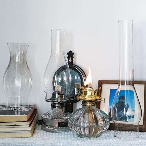 Clear Glass Hurricane Oil Lamp Chimney - 3" Base x 14" Replacement