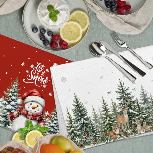 Madalo Vintage Christmas Tree Snowman Kitchen Towels Set of 2 - Winter-3