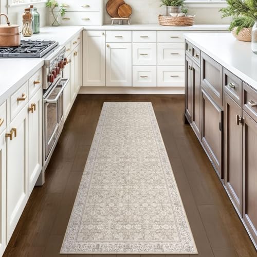 2x7 Washable Runner Rug, Non-Slip Vintage Floral Area Rug for Hallway Kitchen