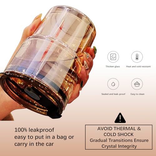 13oz Glass Tumbler with Lid and Straw, Thick-Walled Iced Coffee Cup