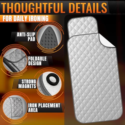 Portable Ironing Mat for Tabletop, 4-Layer Heat Resistant Pad with Magnets