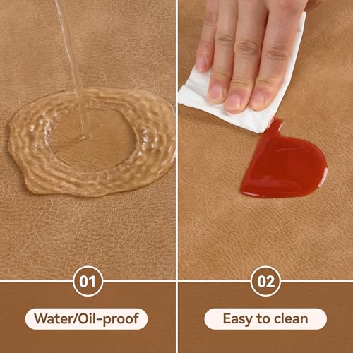 Round Faux Leather Placemats 15-Inch, Waterproof Heat-Resistant Set of 8