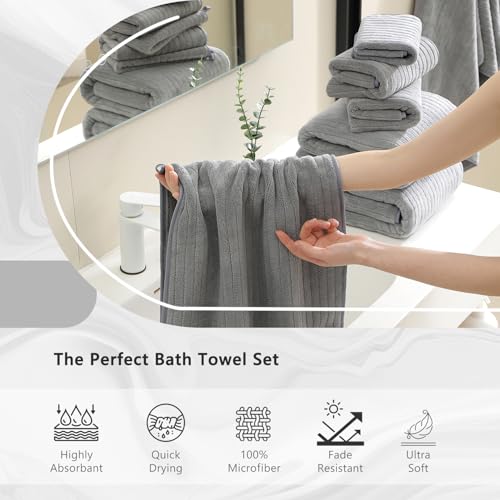 18-Piece Microfiber Bath Towel Set, Ultra-Soft Absorbent Shower Towels