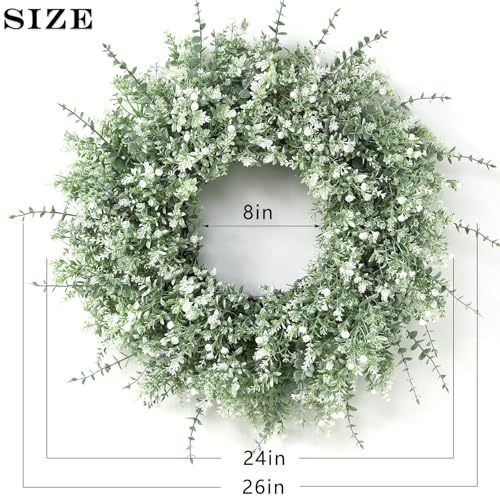 26-Inch Artificial Eucalyptus Lavender Wreath for Front Door Decor