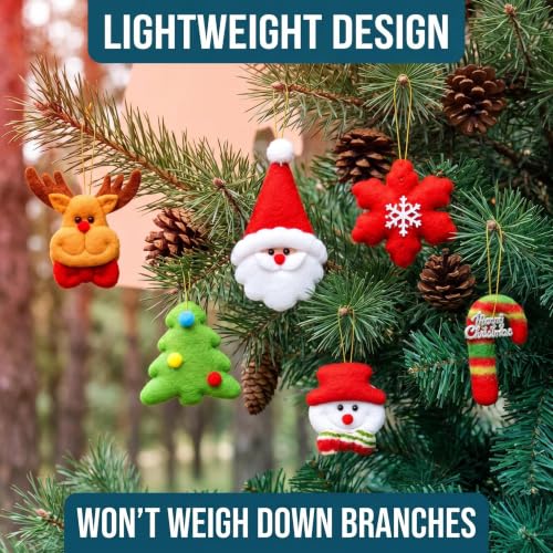 6-Piece Felt Christmas Ornaments Bulky Bulk Set – Snowman, Santa, Tree, Reindeer