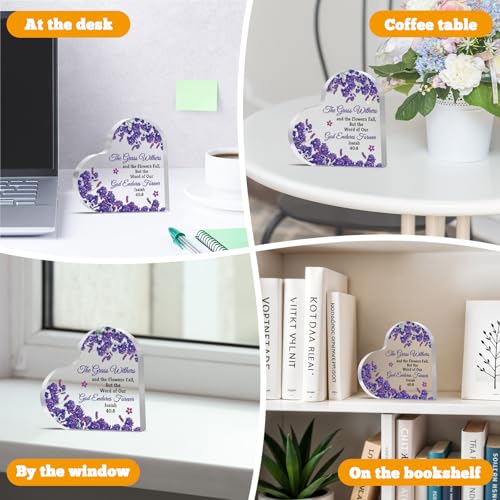 Bible Verse Desk Sign 01 - Christian Acrylic Heart Plaque Religious Gift for Women
