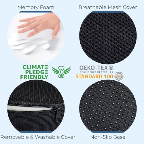 5 STARS UNITED Orthopedic Memory Foam Donut Seat Cushion for Tailbone Relief