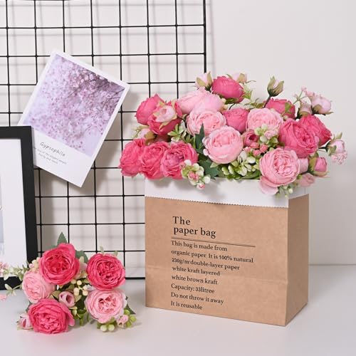 2-Pack Mixed Pink Artificial Silk Peony Bouquets for Home & Wedding Decor