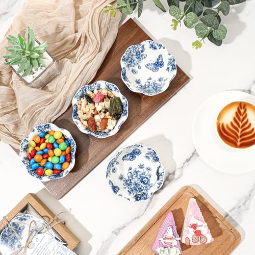 Teenyyou 50 Pack Blue Floral Ceramic Bowls - Wedding Favors & Holiday Gift Set