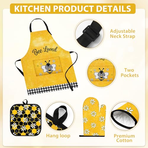 10-Piece Floral Kitchen Linen Set: Aprons, Oven Mitts, Pot Holders & Towels