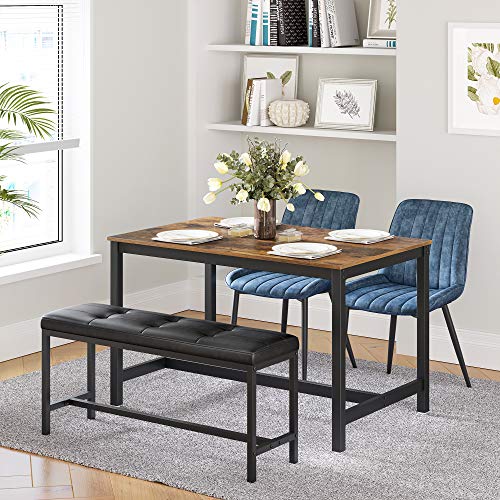 Upholstered Dining Bench with PU Leather Seat and Steel Frame, 42.5 Inch