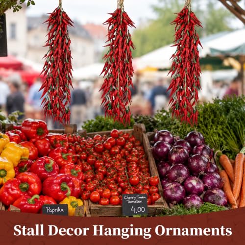 Artificial Chili Pepper String Garland, 5-Bunch Fake Vegetable Kitchen Decor