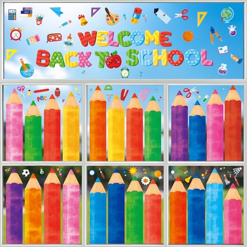 Back to School Window Clings - 104 Double-Sided Stickers for Classroom