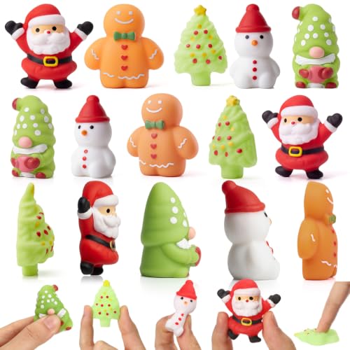 Thenshop 20 Pcs Christmas Stress Ball Set - 5 Styles Mini Soft Squeeze Balls