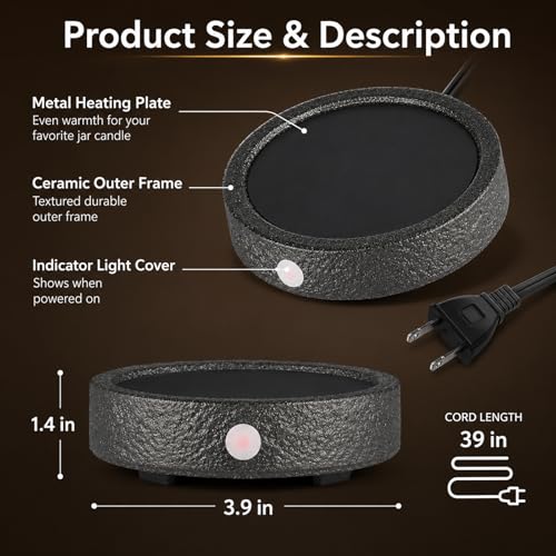 MOCOSA Black Candle Warmer Plate for Candles & Beverages, No Cup Included