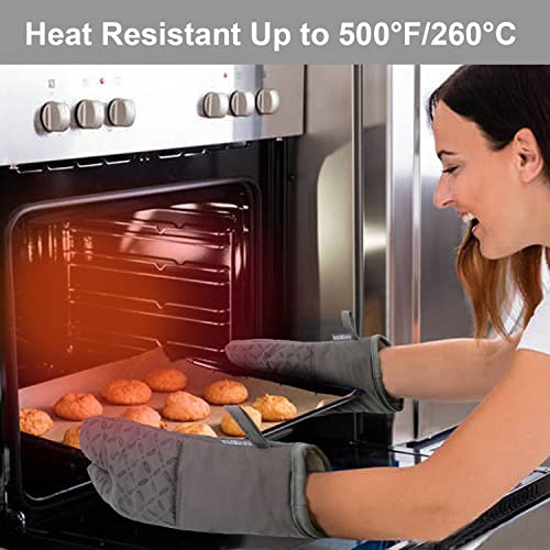 Heat-Resistant Silicone Oven Mitts and Pot Holders Set, 6-Piece - Grey