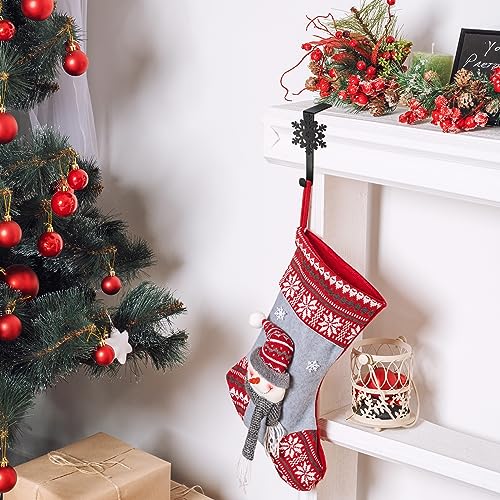 12 Pcs Snowflake Christmas Stocking Holders - Lounsweer Mantle Hooks, 5.5 in