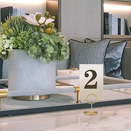 20pcs Mini Gold Table Number Holders - Metal Wire Place Card Stands