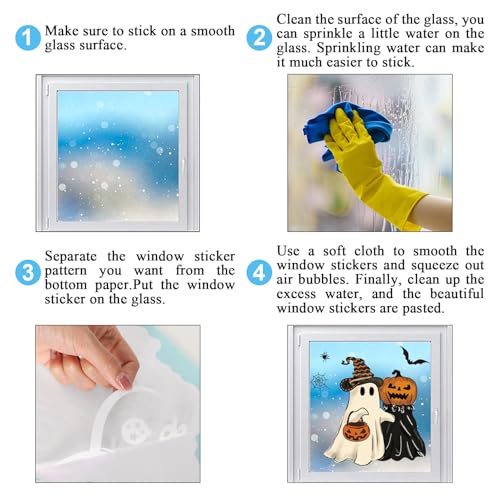 Halloween Window Clings - 6 Vintage Ghost & Pumpkin Decals