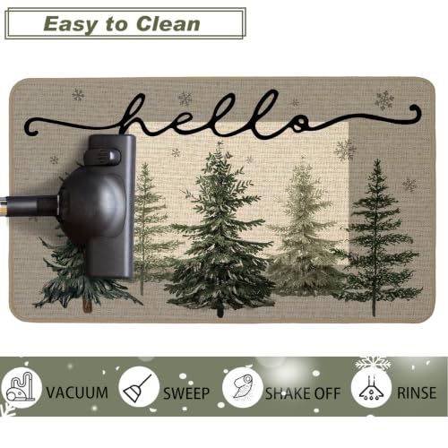 Baccessor Christmas Doormat 17x36 Inch Winter Pine Tree Snowflake – Indoor/Outdoor