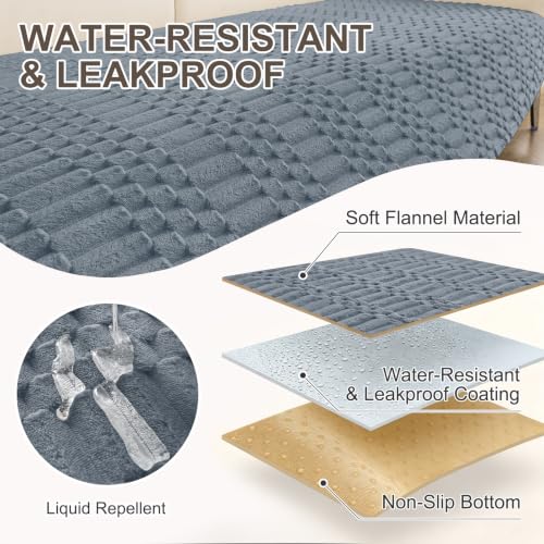 Waterproof Non-Slip Pet Sofa Cover - Flannel Furniture Protector, Grey, 36" x 71"