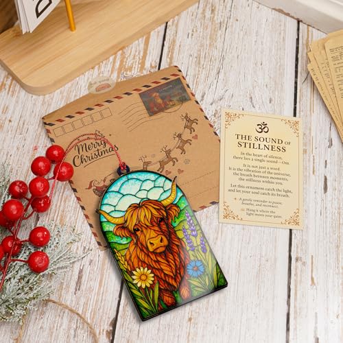 Highland Cow Christmas Ornament - Rustic Farmhouse Holiday Decor, Farm Animal Gift