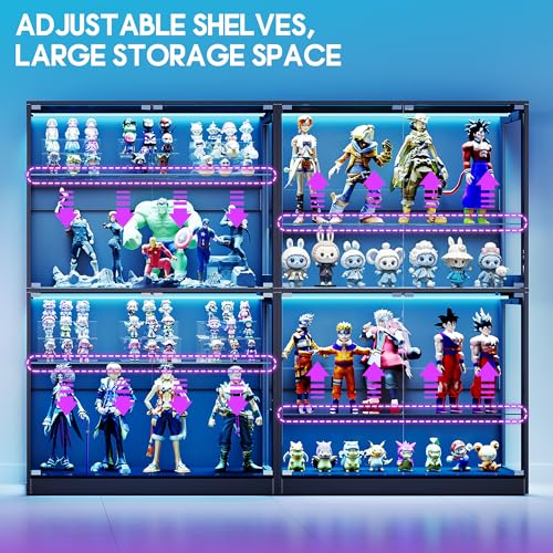 45-Inch RGB Glass Display Cabinet with 4-Tier Adjustable Shelves