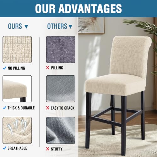 100% Waterproof Stretch Barstool Slipcovers Set of 4 - Ivory