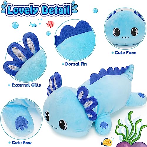 Blue Officygnet Axolotl Plush Toy - 13-inch Soft Cuddly Stuffed Animal for Kids
