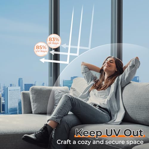 One Way Window Privacy Film - Silver Static Cling, UV Blocking 17.5" x 78.7"