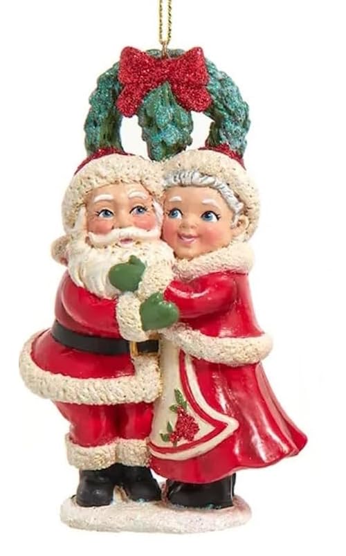 The Bridge Collection 2 Santa & Mrs. Claus Resin Ornaments, 4.25"