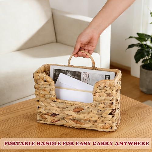 Woven Water Hyacinth Hanging Magazine Holder - Farmhouse Wall Organizer