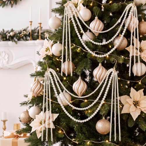 Kenning 4-Pack Christmas Pearl Garland for Tree & Holiday Decor
