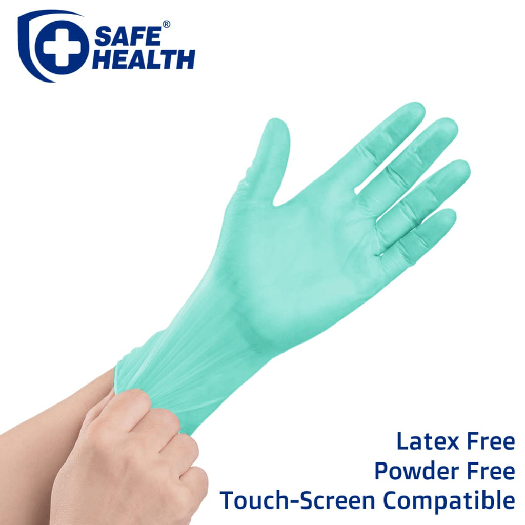 Safe Health Aloegenii HD Green Vinyl Disposable Gloves, Aloe Vera Coated, 5.5 mil, Case of 1000, Large, Latex Free, Powder Free, Cleaning, Food Service, Office, Janitorial