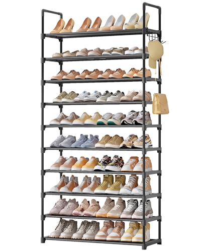 10-Tier Tall Shoe Rack Organizer - 32.2" Large Capacity Shoe Storage Shelf