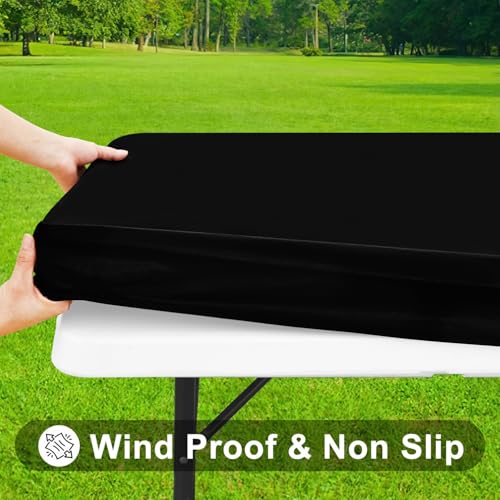 Elastic Fitted Rectangle Tablecloth for 6ft Folding Tables, 30x72 Inch