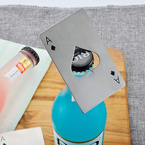 Airoads 2 Pack Credit Card Size Bottle Opener - Portable Stainless Steel Can & Cap Remover - Black & Silver