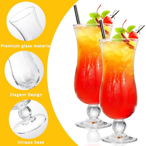 Yesland 6 Pack 14oz Hurricane Glasses - Tropical Cocktail & Drinkware Set