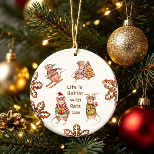 Festive Rat Christmas Ornament - Ceramic Holiday Decor for Rat Lovers