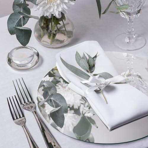 10-Inch Round Acrylic Mirror Trays for Table Centerpieces, 10 Pack