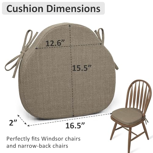 Set of 4 Non-Slip Dining Chair Cushions, 2-Inch Thick Foam Seat Pads