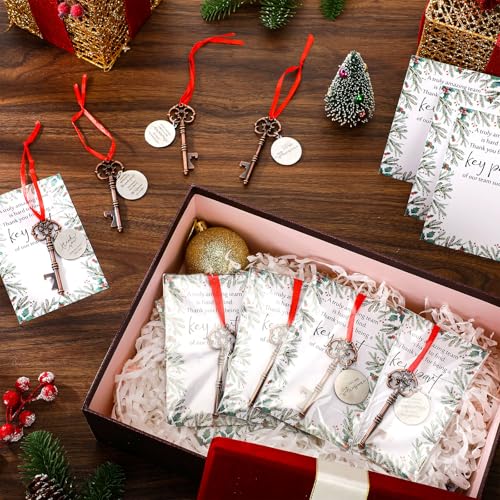 Landical 50 Sets Christmas Employee Gift Set with Bottle Openers & Thank You Cards, 4 Styles