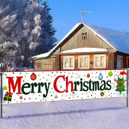 Merry Christmas Banner Ornament Decor 78 x 17 Inch - BlissYard Christmas Decor Banner001