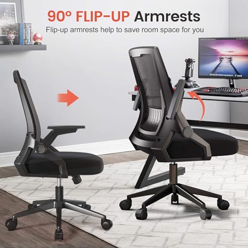Ergonomic Office Chair with Flip-Up Armrests and Lumbar Support