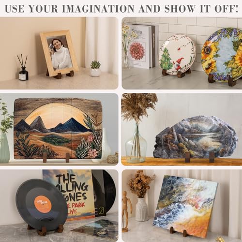 6-Inch Rustic Pine Wood Display Stand for Plates, Photos, and Books