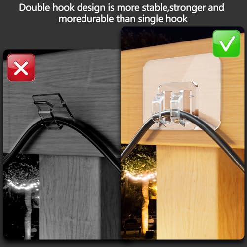 Galetcy Outdoor String Light Hooks - 100 Pack Waterproof Adhesive Clips